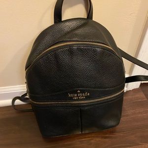 Kate Spade Karina Medium Backpack Black Pebbled Leather Front Pocket